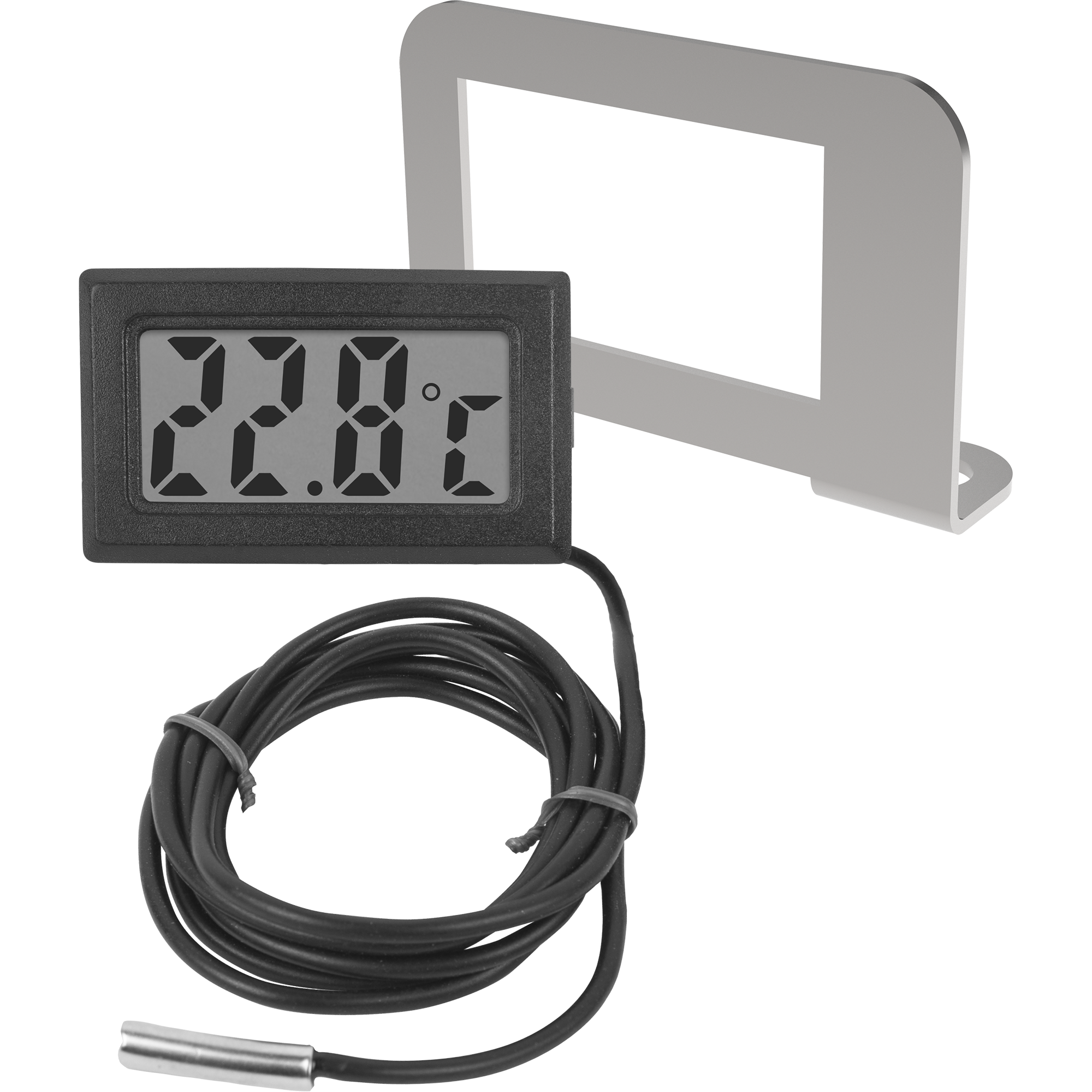 Digitaalinen lämpömittari metallirungolla